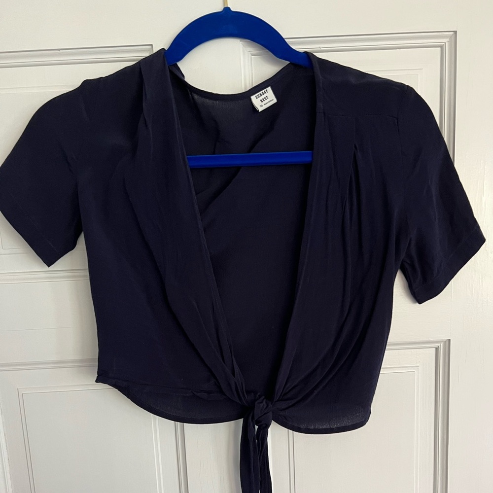 Blue sheer crop top